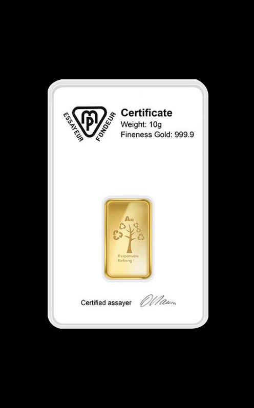 Ingot Gold Bullion Bar 10g (999.9 Fine Gold)