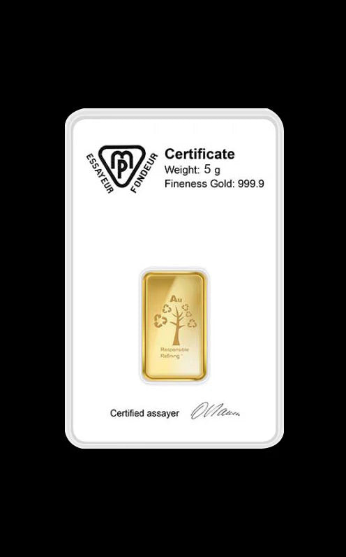 Ingot Gold Bullion Bar 5g (999.9 Fine Gold)