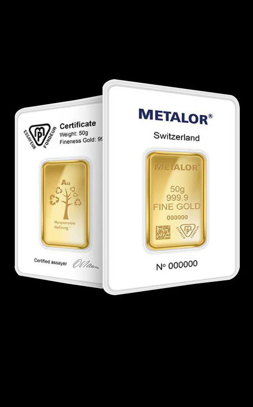Ingot Gold Bullion Bar 50g (999.9 Fine Gold)