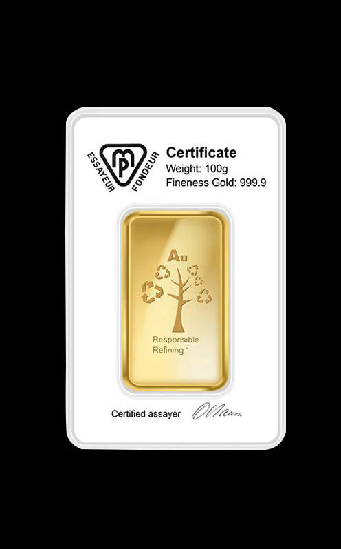 Ingot Gold Bullion Bar 100g (999.9 Fine Gold)