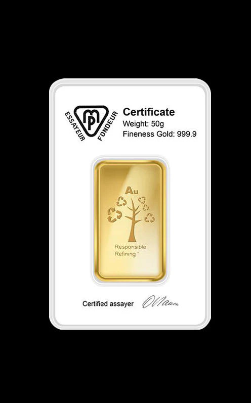 Ingot Gold Bullion Bar 50g (999.9 Fine Gold)