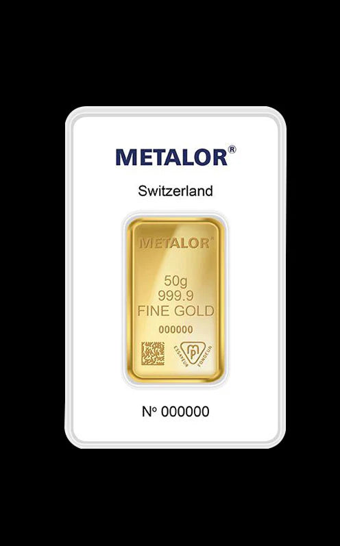 Ingot Gold Bullion Bar 50g (999.9 Fine Gold)